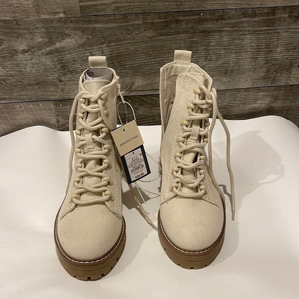 Universal Thread NWT Textile Canvas Material Boots with block heel.
